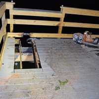 <p>A dock on Long Island suffered extensive damage after fireworks were set off on it.</p>