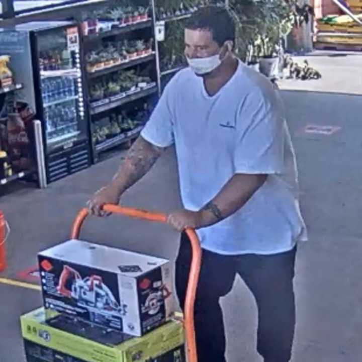 A man is wanted after allegedly stealing hundreds of dollars worth of merchandise from Home Depot in Shirley.