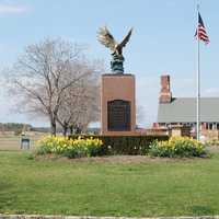 <p>A bronze eagle statue was stolen from Washington Memorial Park in Mount Sinai.</p>