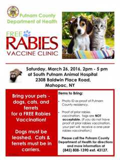 Putnam Health Department Dispenses Free Rabies Shots