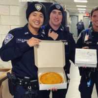 <p>Officer Vaccaro (second from right) sharing pies with the LGA Command last Thanksgiving</p>