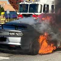 <p>Scene from the vehicle fire on Route 100 in West Whiteland on Thursday, Nov. 2.&nbsp;</p>