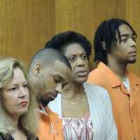 <p>Defense attorney Dianne D’Alessandro, Timothy Volpe, defense attorney Gayle Hargrove, Kaleik Easton</p>