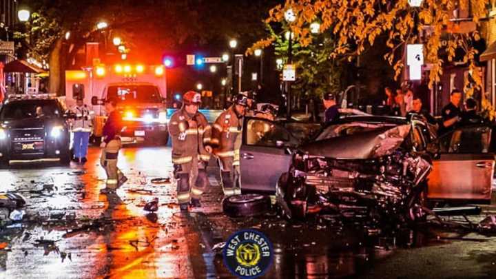 Scene from the Gay Street wreck early on May 2, 2023.