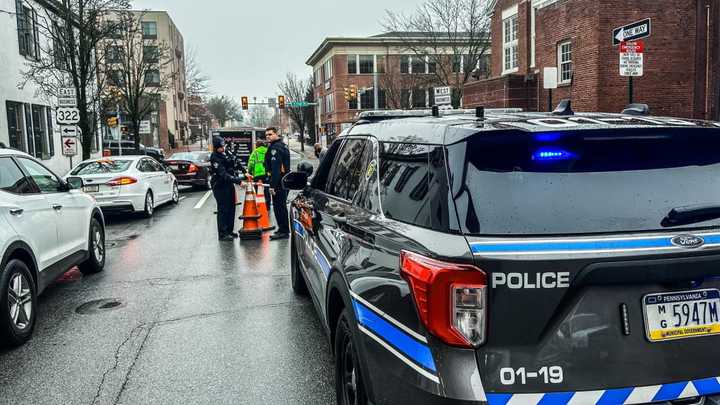 Sinkhole on East Chestnut Street on Thursday, Jan. 25.&nbsp;