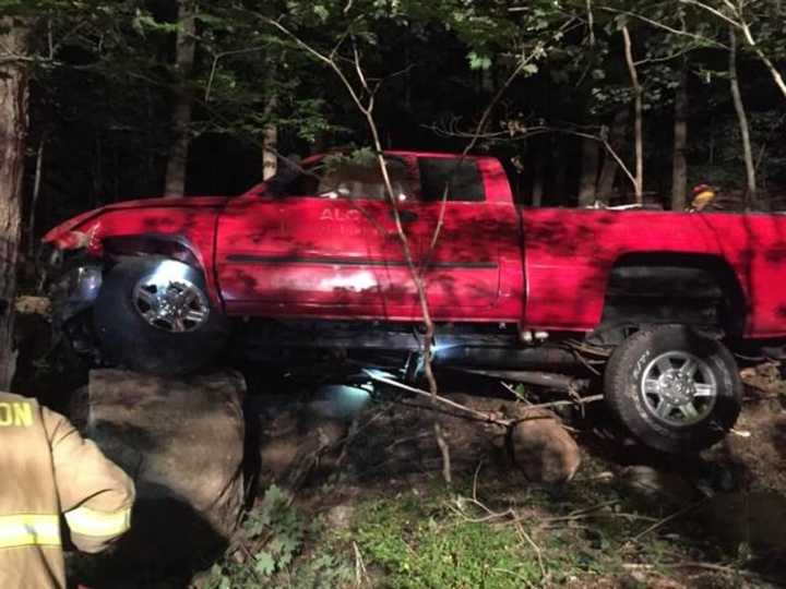 A truck crashed on Old Redding Road in Weston on Thursday night.