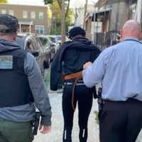 <p>Damien Wilson is arrested by US Marshals in Philadelphia</p>