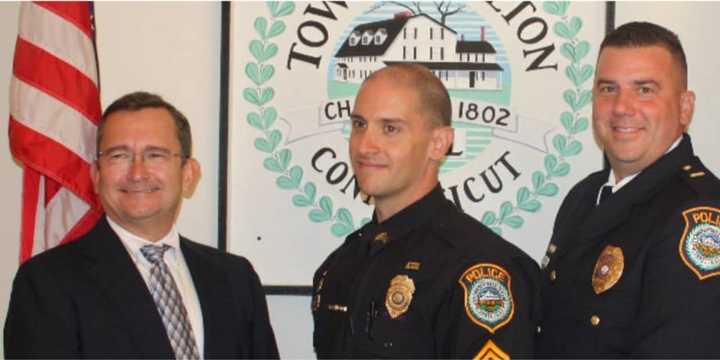 Two members of the Wilton Police Department celebrated their promotions during a ceremony on Monday.