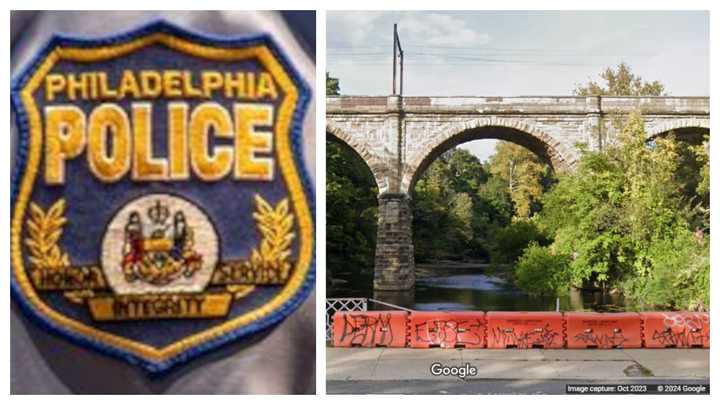 Philadelphia police; Wissahickon Creek seen from Ridge Avenue