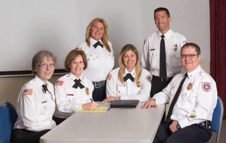 The Wyckoff Volunteer Ambulance Corps presents its 2016 officers. From left, Jane Kicks (secretary), Susan Moffa (assistant treasurer), Hayley Rooney (second lieutenant), Susan Hook (captain), Brian Cole (treasurer) and David Roll (first lieutenant)