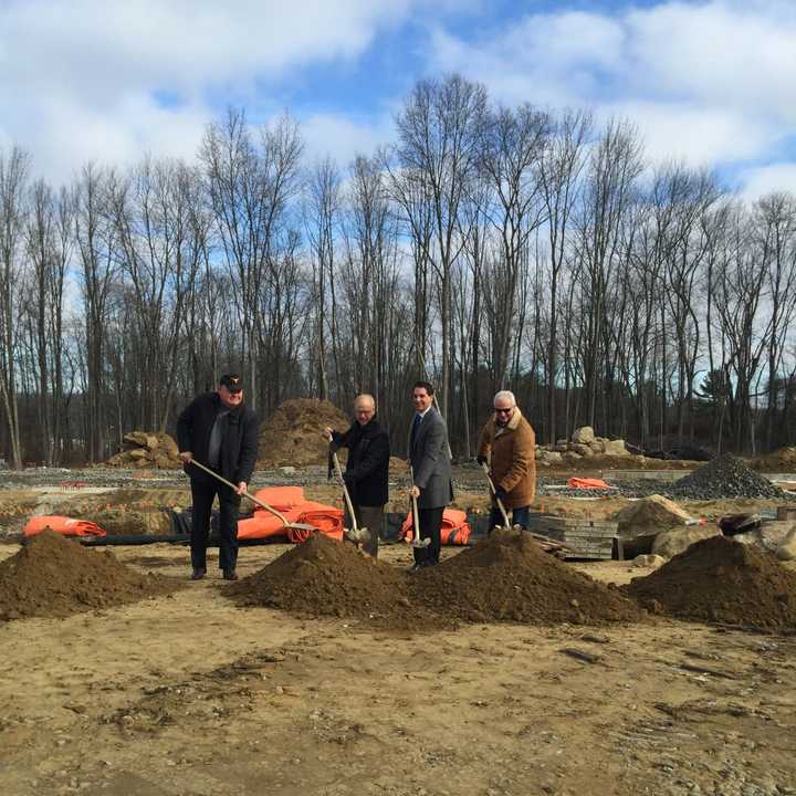 Charles Mallory, Greenwich Hospitality, Danbury Mayor Mark D. Boughton, Randy Salvatore, RMS Companies and Ramze Zakka, Z Hospitality break ground Jan. 11 on Hotel Zero Degrees in Danbury.