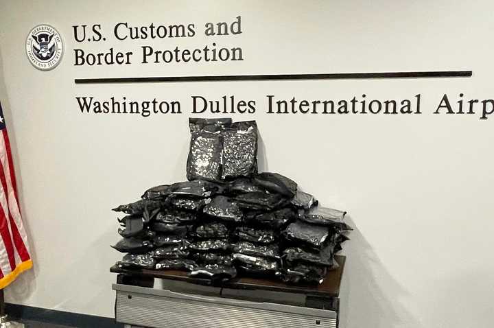 The recovered marijuana at Dulles International Airport.