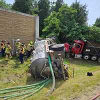 Septic Truck Flips, Dump Truck Crashes Into Trees On Route 7 Near MD Border: State Police
