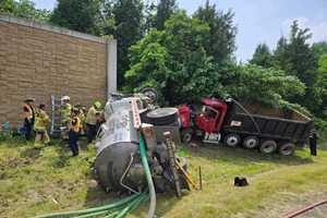 Septic Truck Flips, Dump Truck Crashes Into Trees On Route 7 In Loudoun County: State Police