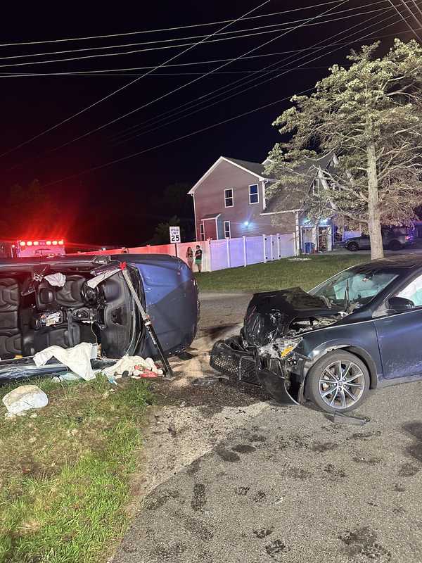 Two Airlifted After Vehicle Overturns In Crash: Manchester PD (VIDEO)