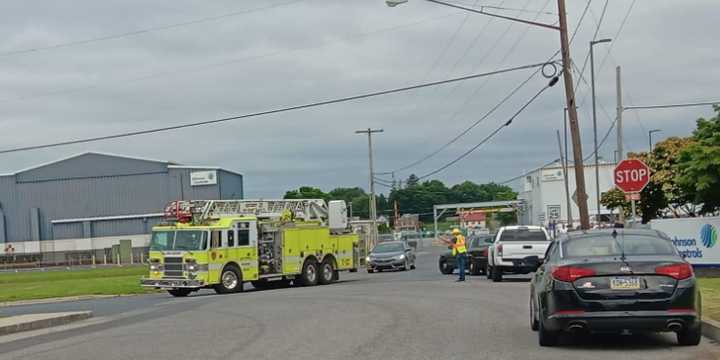 Emergency Crews at the scene of the explosion at Johnson Controls located at 100 Cumberland Valley Avenue in Waynesboro.