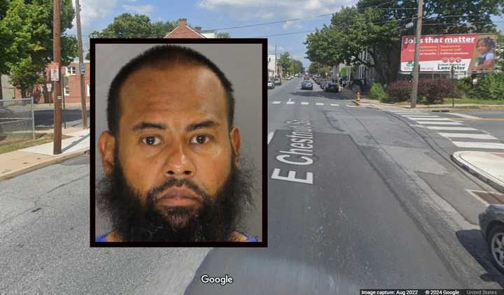 Wilfredo Rodriguez and the 400 block of East Chestnut Street at North Ann Street where he is accused of fatal stabbing someone, police say.