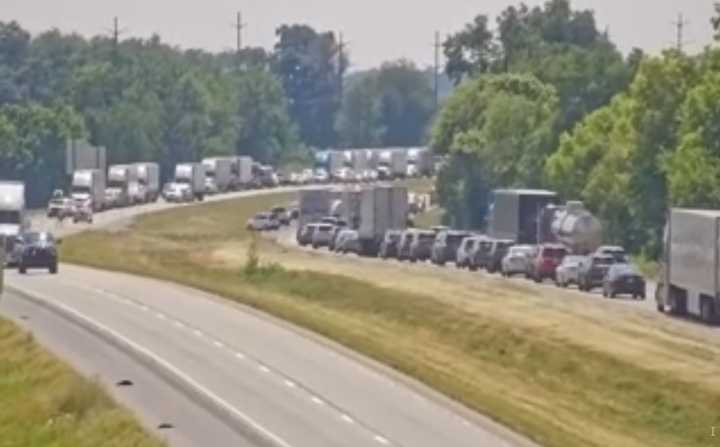 The traffic backed up on Interstate 81 due to the triple fatal crash on July 14.&nbsp;