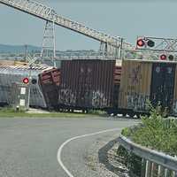 <p>A Norfolk Southern train car derailing in York Haven.</p>