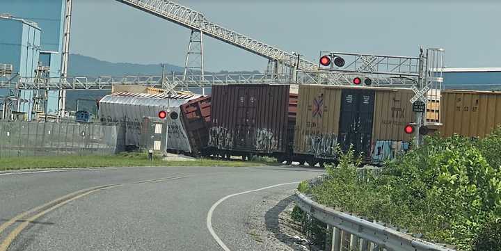 A Norfolk Southern train car derailing in York Haven.