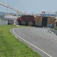 <p>A Norfolk Southern train derailment in Pennsylvania.</p>