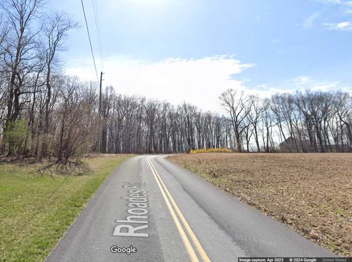 The 300 Block of Rhoades Road in Kutztown where Marilyn Barlip fatally crashed into a tree, the Lehigh County Coroner says.