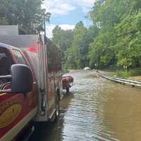 <p>A fire truck towing a boat to the water rescue.&nbsp;</p>