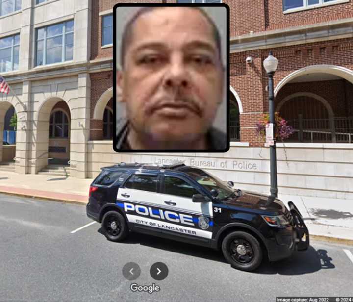 Victor Manuel Sanchez and the Lancaster City Bureau of Police building.