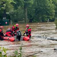 <p>Crews at Conestago Creek for a water rescue.&nbsp;</p>