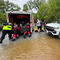 <p>Crews at the water rescue in York County.</p>