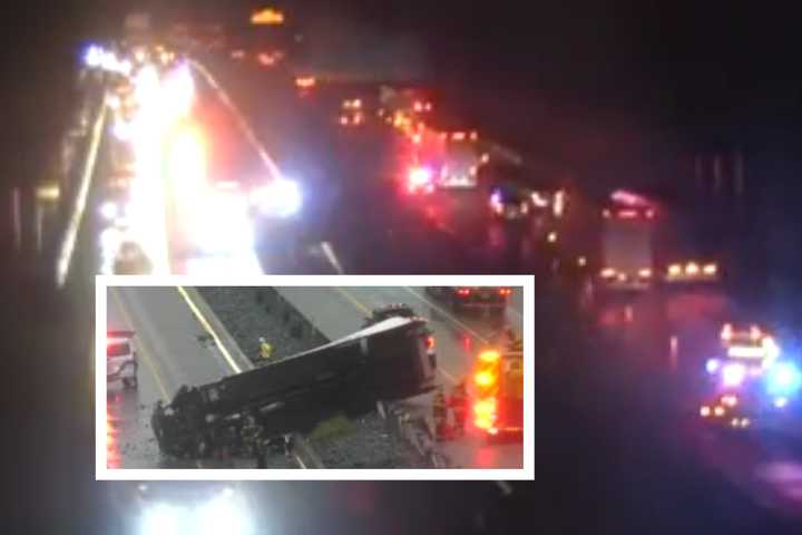 Tractor-Trailer Flips Over On I-81 Closing Lanes In Central PA (DEVELOPING)