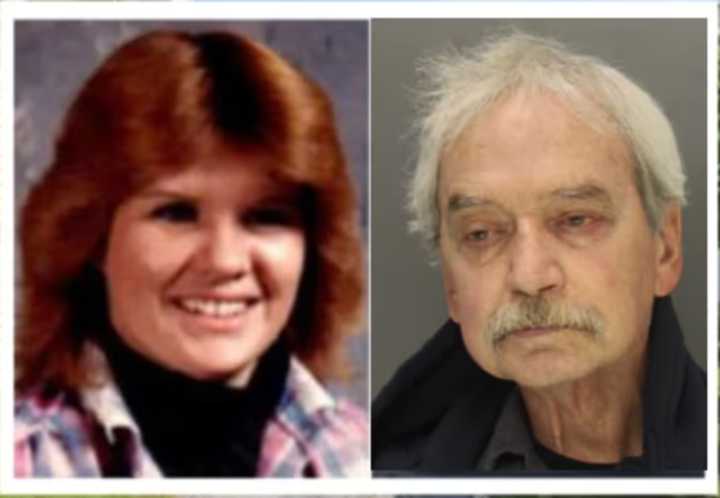 Mary Ann Bagenstose as she appeared when she went missing at age 25, and Jere Musser Bagenstose at 68 years old.