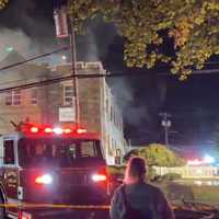 <p>Emergency crews on the scene of the fire at Saint Francis of Assisi Parish School, located at 112 Saxer Avenue in Springfield Township.</p>