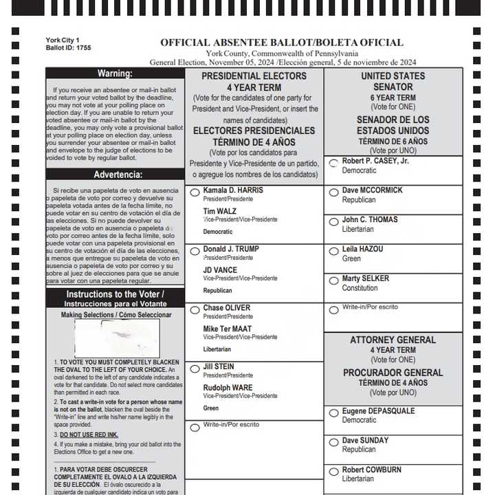 A sample ballot.