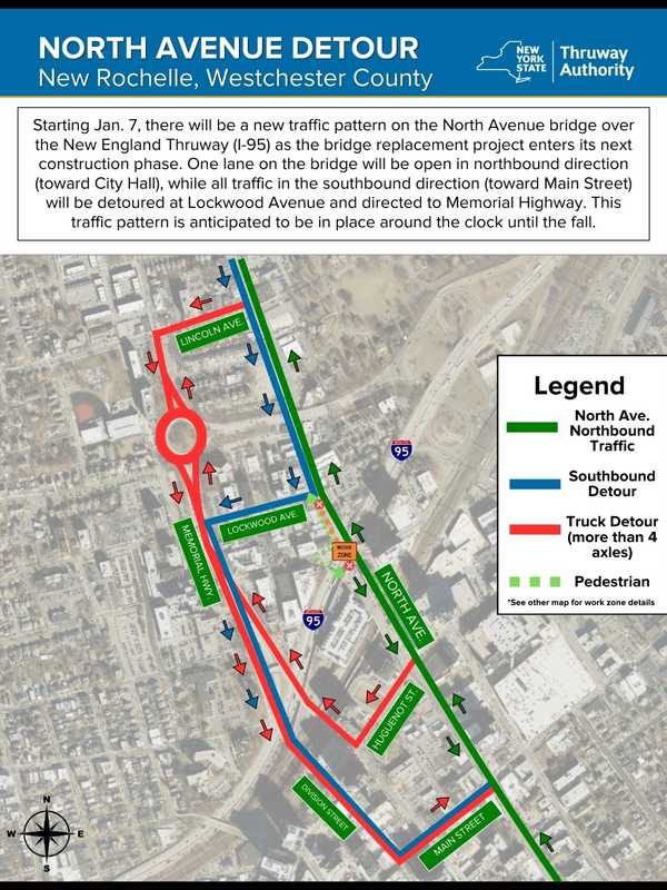 Year-Long Detour: Bridge Over I-95 In New Rochelle To Close To Southbound Traffic