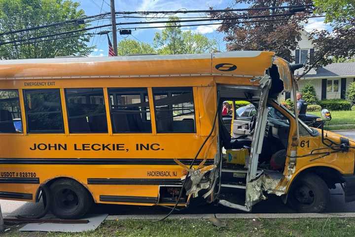 School Bus Slams Utility Poles In Paramus While Picking Up Students With Autism: Cops
