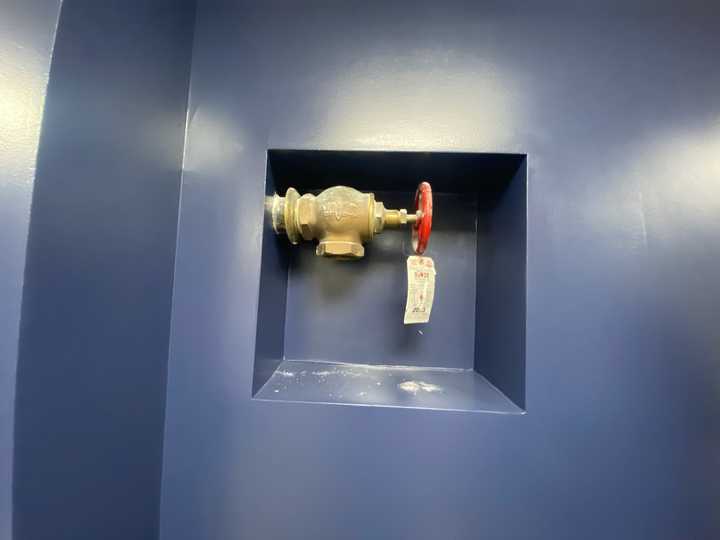 One of the undersized hose faucets used in the building prevents firefighters from hooking up in case of a fire.&nbsp;