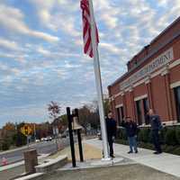 <p>The flag is raised at the new firehouse.&nbsp;</p>