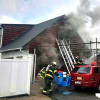 <p>At the scene of the fire on Union Street mid-Friday evening June 14.</p>