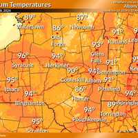 <p>The National Weather Service released a map depicting the maximum temperatures in much of New York on Tuesday, June 18, including the upper Hudson Valley and Capital Region. </p>