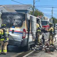 <p>A United States Postal Service van caught fire in Margate, NJ, on June 23, 2024.
  
</p>