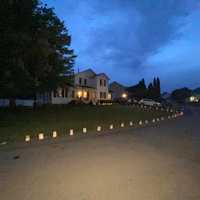 <p>Candlelit luminarias leading up to Sara Maldonado’s home on the night she died.</p>