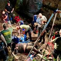 <p>Albany County Sheriff’s Office members rescued a 20-year-old man from the Clarksville Cave on Sunday, June 30.</p>