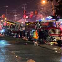 <p>The aftermath of the fire engine and tanker crash.&nbsp;</p>