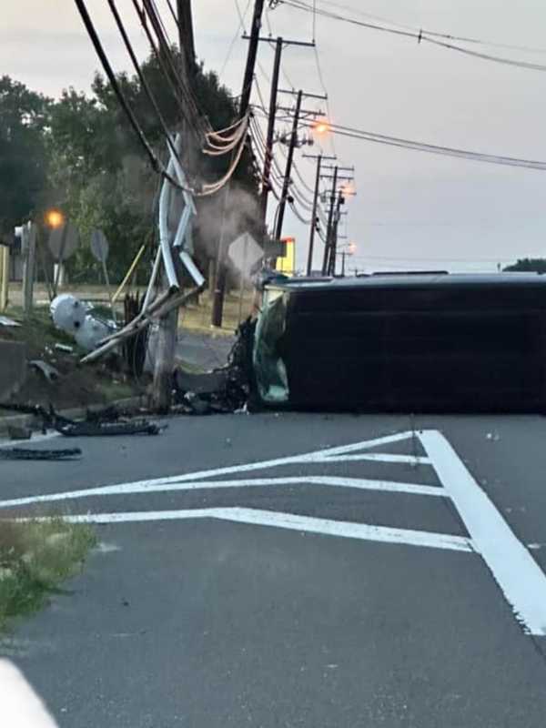 Person Injured When Vehicle Crashes Into Utility Pole In South Jersey: Police