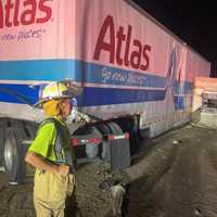 <p>Emergency Crews at the scene of the tractor-trailer crash on I-81 in Lebanon.</p>