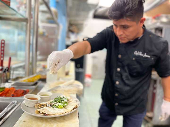 Elmer Jimenez in Blue Star Cafe's kitchen.