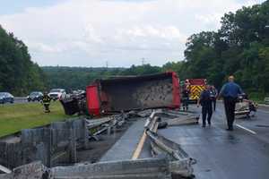 Dump Truck Overturns In Sussex County, Driver Hospitalized: Fire Department