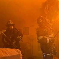 <p>Crews battling the blaze.&nbsp;</p>