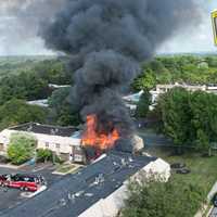 <p>Drone image of the fire and billowing smoke</p>